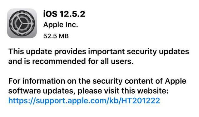 城厢苹果手机维修分享iOS12.5.2发布，建议所有老苹果用户安装 